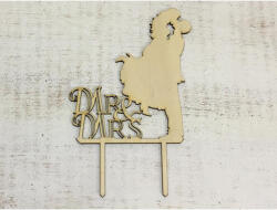 Natúr fa - Tortadísz csókos pár "MR & MRS" 18, 5cm - csinaldmagadshop