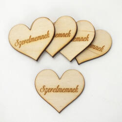  Natúr fa - Szív "Szerelmemnek" 4cm 5db/cs - csinaldmagadshop