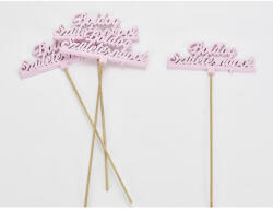 Fa - Beszúrós "Boldog születésnapot" felirat pink 12, 5x29, 5cm 4db/csomag - csinaldmagadshop