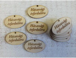  Natúr fa - "Házassági évfordulóra" gravírozott ovál tábla 10db/csomag - csinaldmagadshop