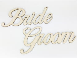  Natúr fa - "Bride Groom" felirat - csinaldmagadshop