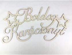  Natúr fa - "Boldog Karácsonyt" csillagos nagy 49x25cm - csinaldmagadshop