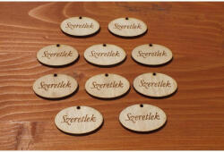 Natúr fa - "Szeretlek" ovál tábla 2, 5x4cm 10db/csomag - csinaldmagadshop