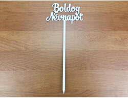 Fa - Beszúrós "Boldog névnapot" felirat fehér 10, 5cm - csinaldmagadshop