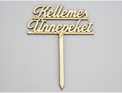  Natúr fa - Beszúrós "Kellemes ünnepeket" felirat 10cm - csinaldmagadshop