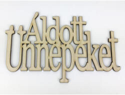 Natúr fa - "Áldott Ünnepeket" felirat koszorúra 13x20cm - csinaldmagadshop