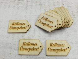Natúr fa - "Kellemes Ünnepeket" scrapbook tábla 3x4, 5cm 10db/csomag - csinaldmagadshop
