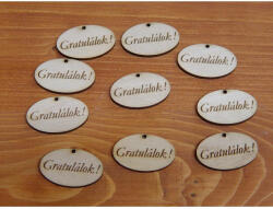 Natúr fa - "Gratulálok" gravírozott ovál tábla 10db/csomag - csinaldmagadshop