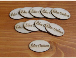  Natúr fa - "Édes otthon" gravírozott ovál táblák 10db/csomag - csinaldmagadshop