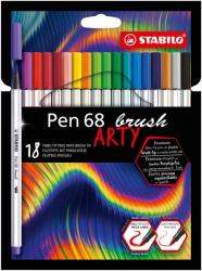 STABILO Комплект флумастери, Stabilo, Pen 68 Brush Arty ST568/18-21-20, 18 цвята (ST568/18-21-20)
