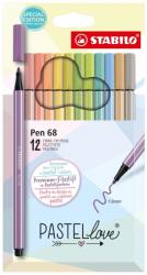 STABILO Комплект флумастери, Stabilo, Pen 68 Pastellove, ST6812-7-7, 12 цвята (ST6812-7-7)