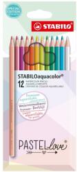 STABILO Комплект акварелни моливи, Stabilo, Aquacolor Pastellove, ST1612/7, 12 цвята (ST1612/7)