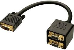 Lindy VGA Y adapter [1x VGA dugó - 2x VGA dugó] Fekete (41214) (41214)