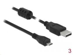 Delock USB 2.0-s kábel A-típusú csatlakozó > USB 2.0 Micro-B csatlakozó 3, 0 m fekete (84909) (84909) (84909)
