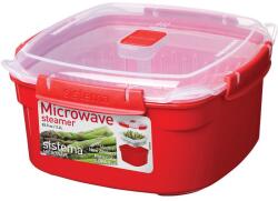 Sistema 1102 Műanyag ételtároló Gözölö kosárral 2, 4L - Piros (1102) (1102) - xupe