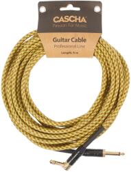 Cascha Professional Line Guitar Cable, Angled, Tweed Natural, 9 m