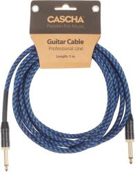 Cascha Professional Line Guitar Cable, Straight, Tweed Blue, 3 m