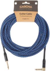 Cascha Professional Line Guitar Cable Angled Tweed Blue 9 m