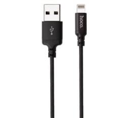 hoco. X14 adatátviteli kábel és töltő (USB - lightning 8pin, gyorstöltés támogatás, 100cm, cipőfűző minta) FEKETE (X14_LIGHT_1M_B)