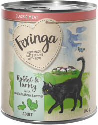 Feringa 12x800g Feringa Classic Meat Nyúl, pulyka, homoktövis & macskamenta nedves macskatáp