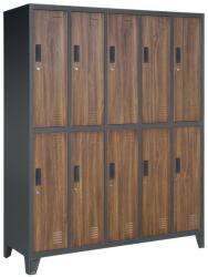 Jan Nowak® BARTEK 1342 | 10 ajtós Eco Design FÉM öltözőszekrény lábakon / Antracit-dió (1342)