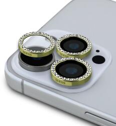 GUESS Fixed Glitter védőüveg iPhone 16 Pro/16 Pro Max Lencsére Arany üvegfólia