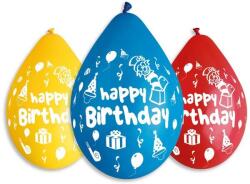 Gemar Happy Birthday feliratos lufi vegyes színekben, 30 cm - 5 db (GS110/P097W)
