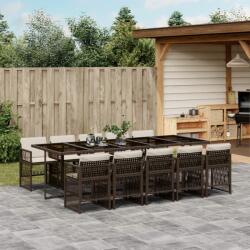 vidaXL 11 részes barna polyrattan kerti ülőgarnitúra párnákkal (3210933)