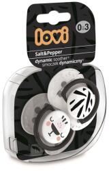 LOVI Lovi, Salt & Pepper, suzeta dinamica din silicon, 0-3 luni, 2 buc
