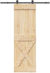 vidaXL tömör fenyőfa tolóajtó fémszerelékszettel 70 x 210 cm (3332760)