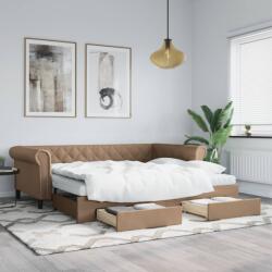 vidaXL cappuccino színű kihúzható műbőr heverő fiókkal 90 x 200 cm (3197738)