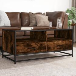 vidaXL füstös tölgy szerelt fa és fém dohányzóasztal 100 x 50 x 45 cm (848786)