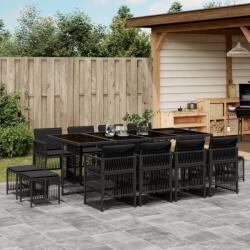 vidaXL 13 részes fekete polyrattan kerti ülőgarnitúra párnákkal (3210979) - vidaxl