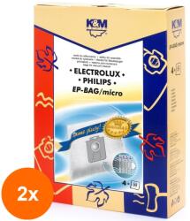 K&M Set 2 x Sac Aspirator Electrolux-philIPs Universal (s-bag), Sintetic, 4x Saci, K&M (TIV-2xDUSTBAG-EP-SYN-K&M)