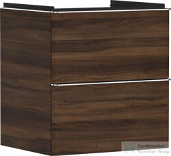 Hansgrohe XELU Q 58x49, 5 cm-es 2 fiókos fali szekrény króm fogantyúval, sötét dió 54026000 (54026000)