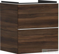 Hansgrohe XELU Q 58x49, 5 cm-es 2 fiókos fali szekrény matt fehér fogantyúval, sötét dió 54026700 (54026700)