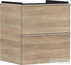 Hansgrohe XELU Q 58x49, 5 cm-es 2 fiókos fali szekrény króm fogantyúval, természetes tölgy 54025000 (54025000)