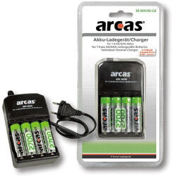 ARCAS 2009 töltő+4db 2700mAh AA HR6 ceruza tölthető elem (Arcas-ARC-2009-2700mAh-4db)