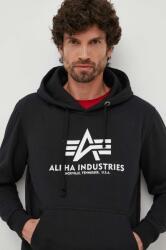 Alpha Industries felső Basic Hoody fekete, férfi, nyomott mintás, kapucnis - fekete S