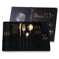 HARAHU EL-26406 24 darabos evőeszközkészlet - Arany/Zöld KP26406