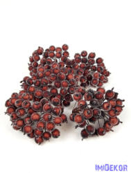 Csillámos drótos bogyó 1cm - Zöldes Bordó