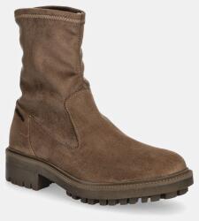 Calvin Klein velúr bokacsizma FLAT SOCK BOOT SUE MIX barna, női, lapos talpú, HW0HW02199 - barna Női 36