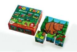 Teddies Cuburi din lemn Primele mele animale din lemn de pădure 9x9x3cm 9buc în cutie 11x11x6cm de la 12 luni MPZ
