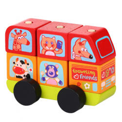 Cubika 13197 Minibus happy animals - puzzle din lemn 7 piese