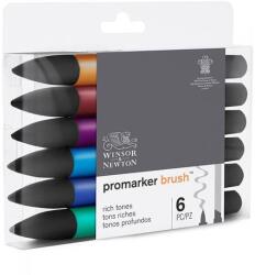 Winsor & Newton Promarker Brush kétvégű alkoholos ecsetfilc készlet - 6 db, rich tones