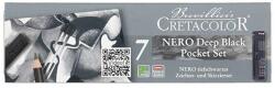 CRETACOLOR Nero Deep Black Pocket Set rajzkészlet, 7 db-os, fémdobozos