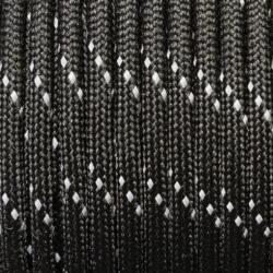  Paracord 550, méterben, 4 mm - fényvisszaverő - fekete