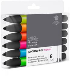Winsor & Newton ProMarker kétvégű alkoholos filctoll készlet - 6 db, neon