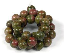 Ásványgyöngy - Unakit, epidot, 10 mm, 1 szál