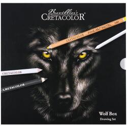 CRETACOLOR Wolf Box fekete-fehér rajzkészlet, 25 db-os, fémdobozos
